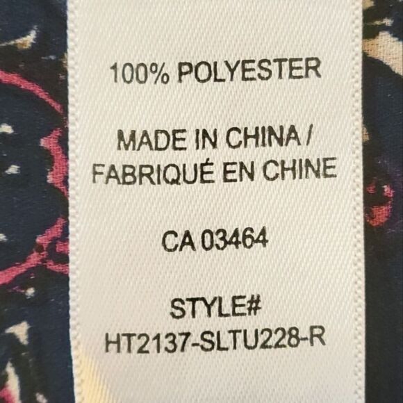 Ricki's Navy Blue Floral Split Neck Elastic Waist Sleeveless Dress Size L - Picture 6 of 7